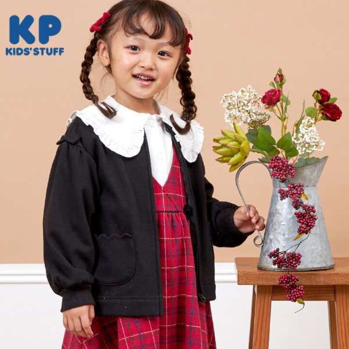 KP Scallop Trim Pocket Shaggy Lining Zip-Up (90-140),Black, medium image number 0