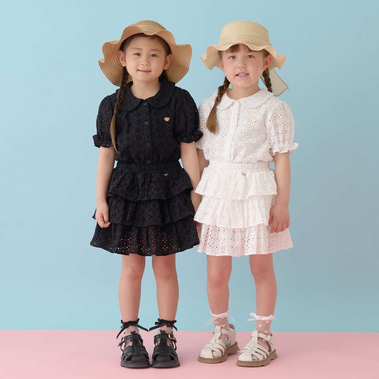 [100% Cotton] Cotton Lace Tiered Skirt with Inner Shorts [Kids Girls],Pearl white, large image number 21