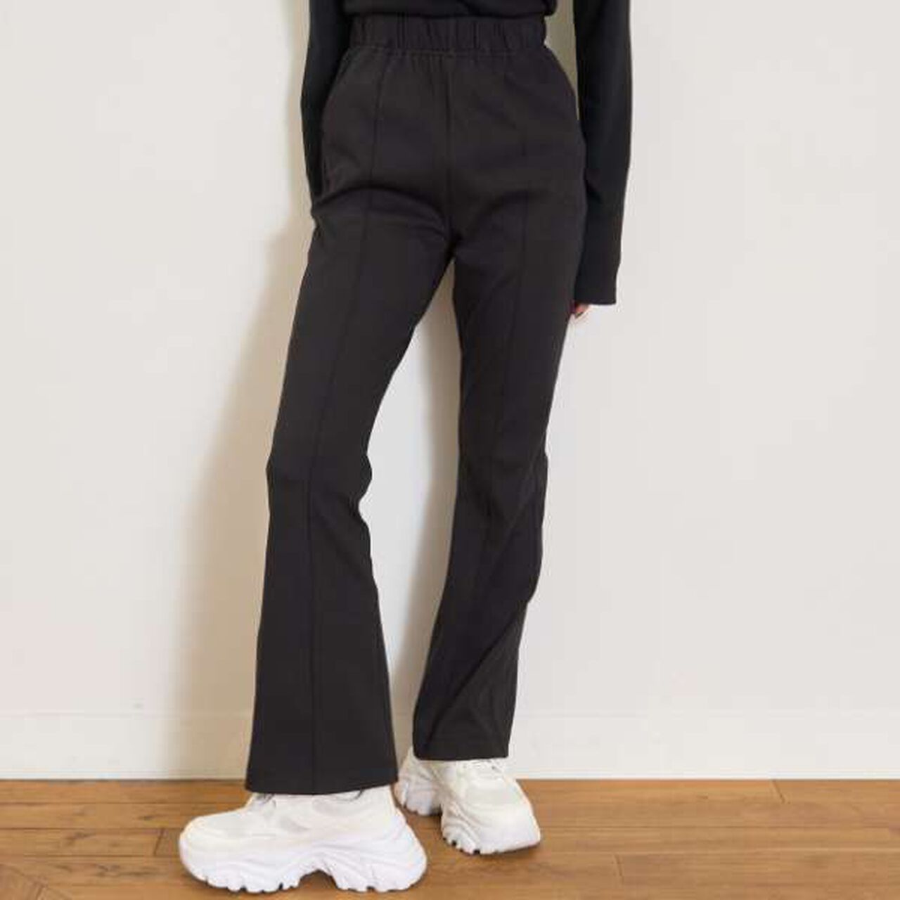 [LTXC] Stretch Easy Flare Cut Pants,Black, large image number 1