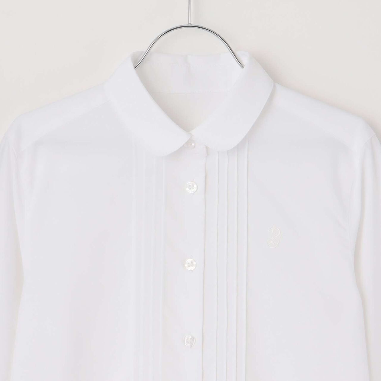 [Graduation Attire] [Wrinkle-Resistant] Round Collar Long-Sleeve Shirt,White, large image number 2