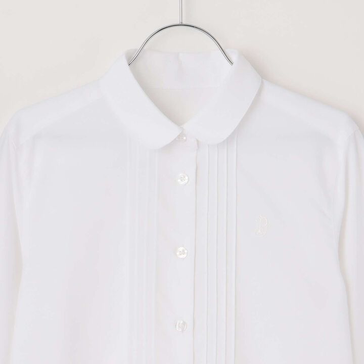 [Graduation Attire] [Wrinkle-Resistant] Round Collar Long-Sleeve Shirt,White, medium image number 2