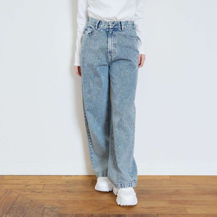 Stylish Stone Denim Pants,Blue, medium image number 5