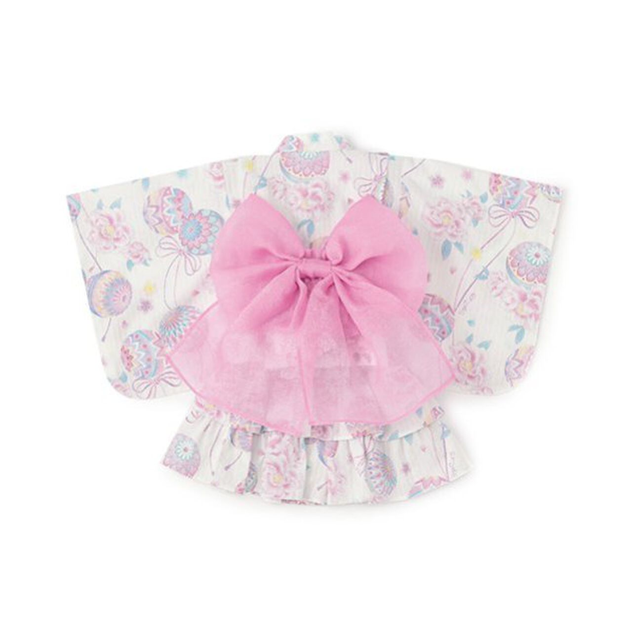 Temari Flower Pattern Yukata Dress,Off white, large image number 1