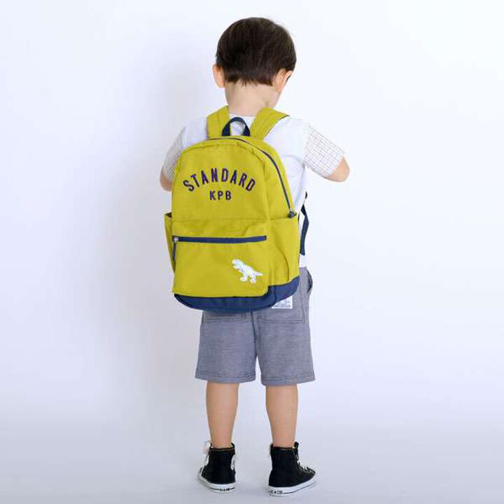 Dinosaur Motif Polyester Ox Backpack (M),Navy, medium image number 1