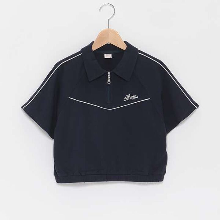 Lame Piping Half-Zip T-Shirt,Navy, medium image number 16