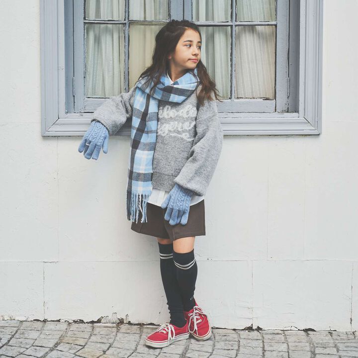 [Static-Free] Cashmere Touch Checkered Scarf,Navy, medium image number 12