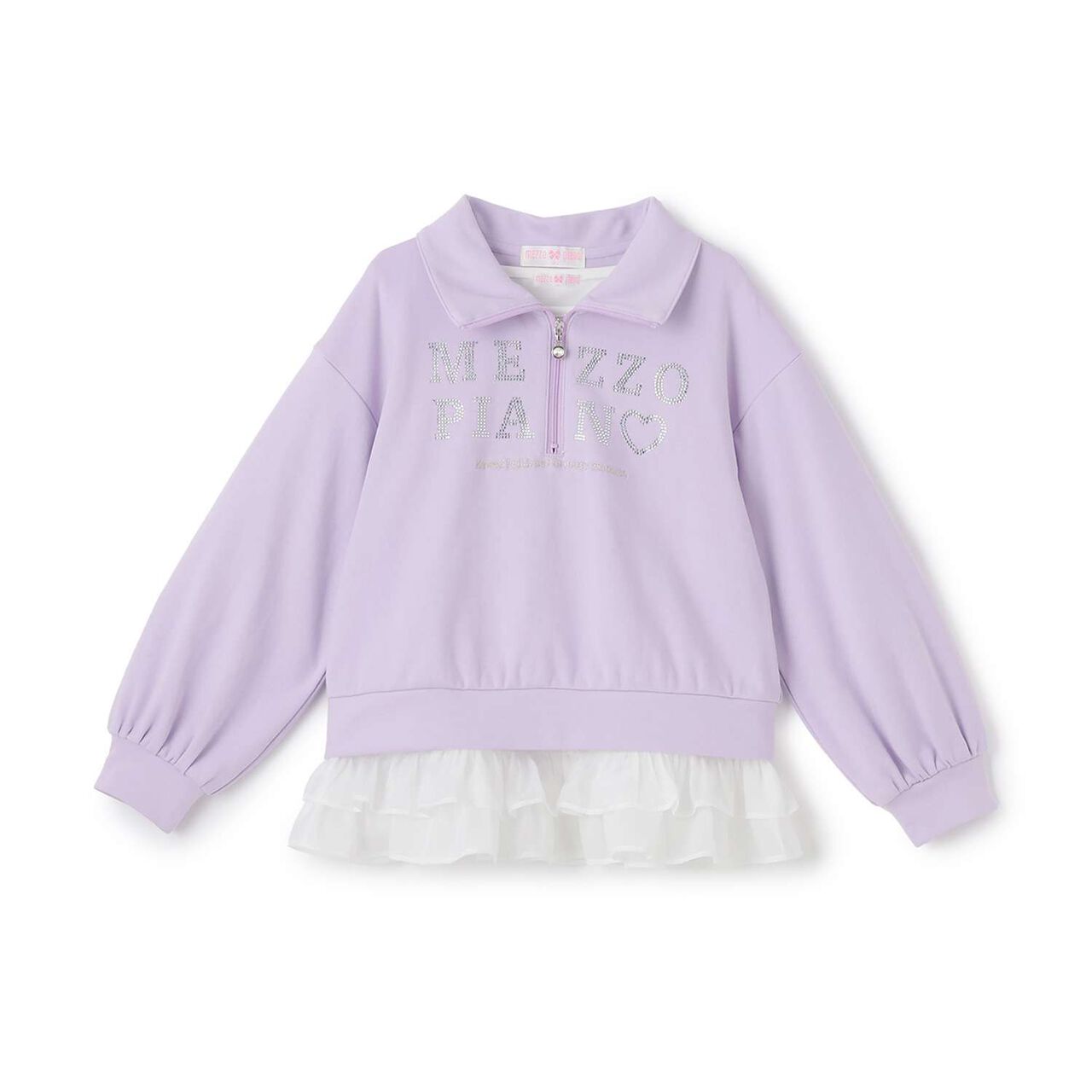 Half-Zip Pullover & Hem Frill Short-Sleeve T-Shirt Set,Lavender, large image number 0