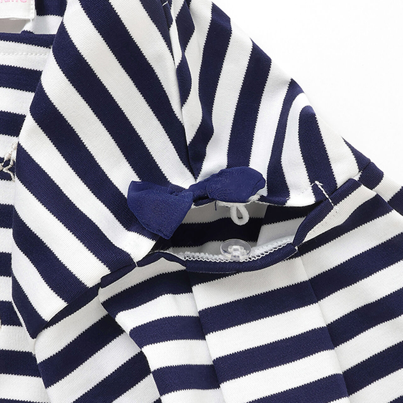 Necklace Embroidery Stripe Pattern One-Piece Dress,Navy, large image number 13