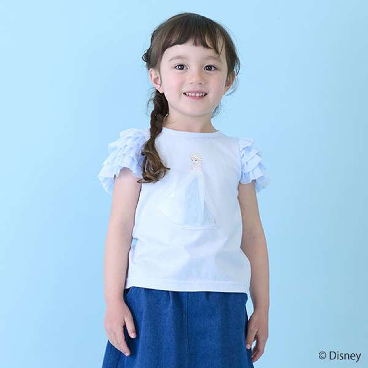[Disney] Tulle Sleeve Graphic T-Shirt,Light blue, large image number 0