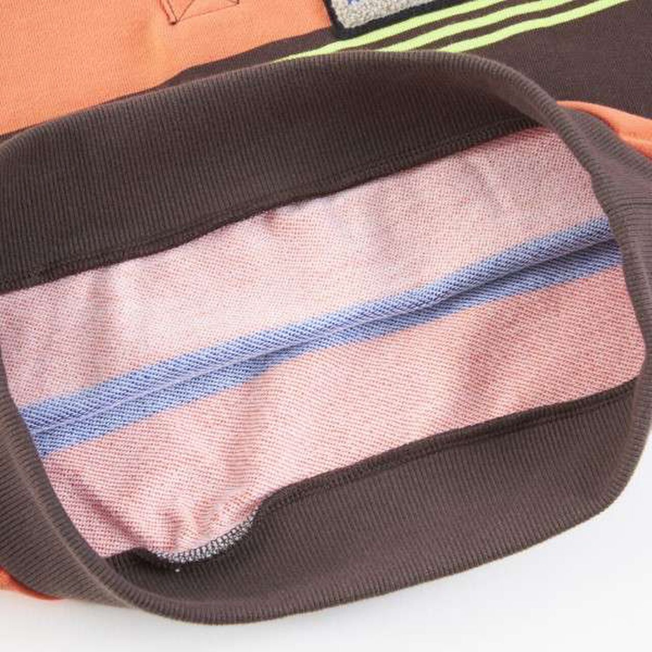 KP Boy Panel Stripe Polo Collar Sweatshirt (100-160),Brown, large image number 3