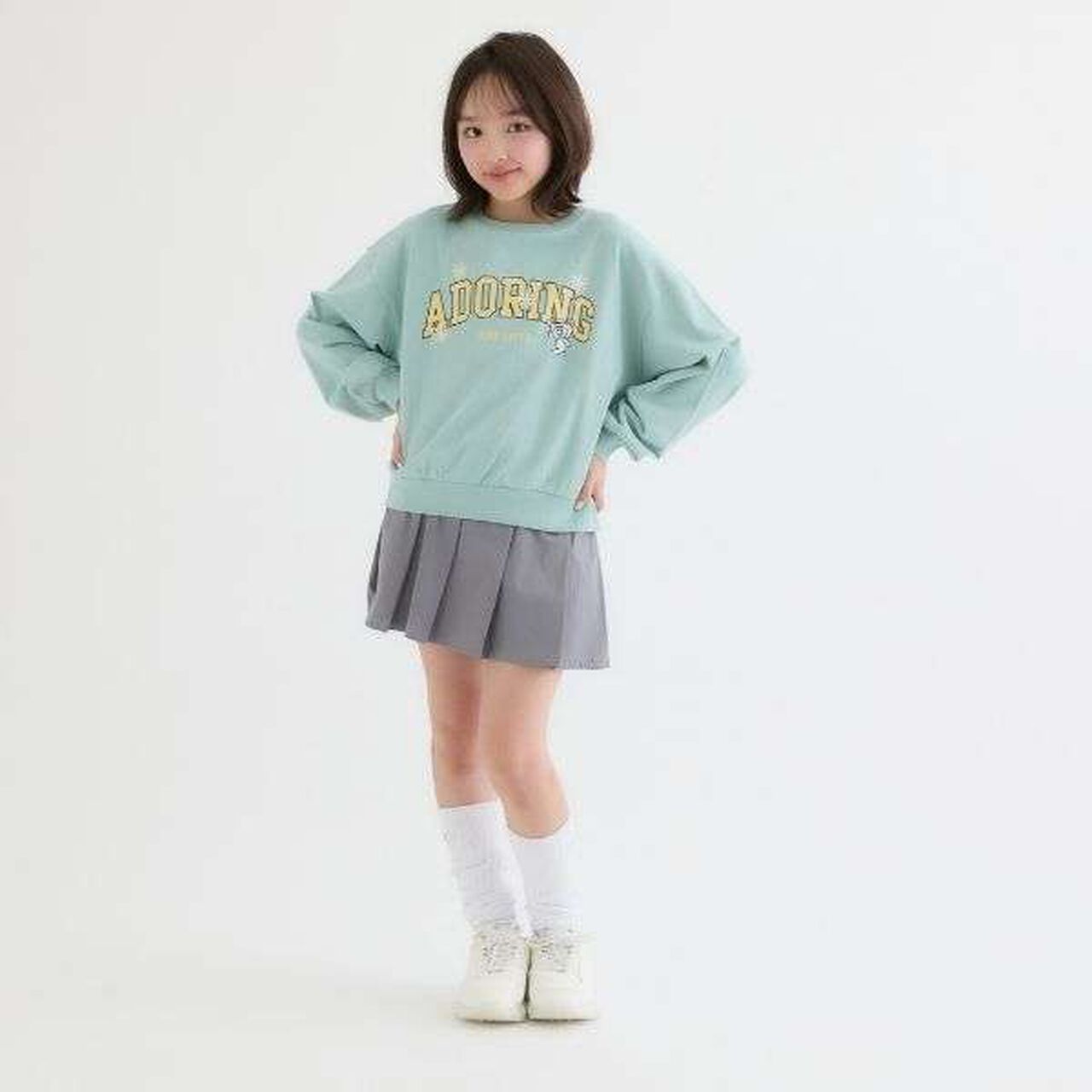 [Favi Baby] 100% Cotton College Fleece Sweatshirt,Mint, large image number 2