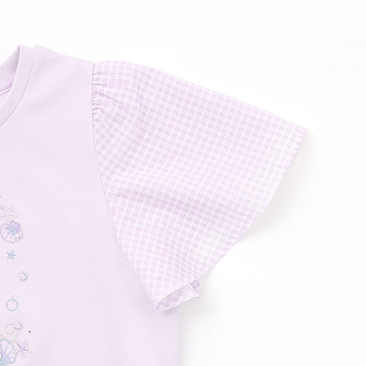 Shell Embroidery Flare Sleeve T-Shirt,Off white, large image number 5