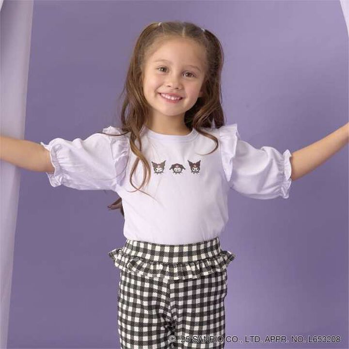 [Sanrio] Soft Cotton Cinnamoroll & Kuromi Assortment Embroidered 5-Sleeve T-Shirt,Off white, medium image number 29