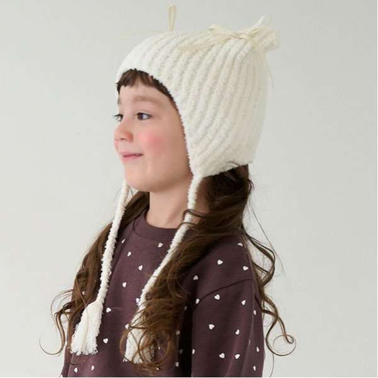 Cat Ear Ribbon Knit Cap,Black, large image number 1