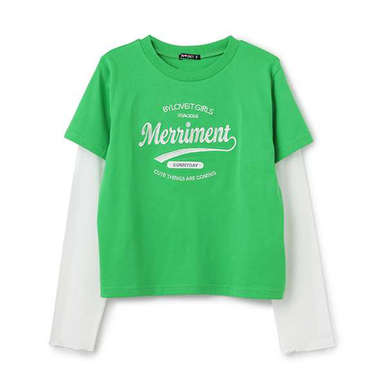 Sheer Sleeve Layered T-Shirt,Off white, large image number 10