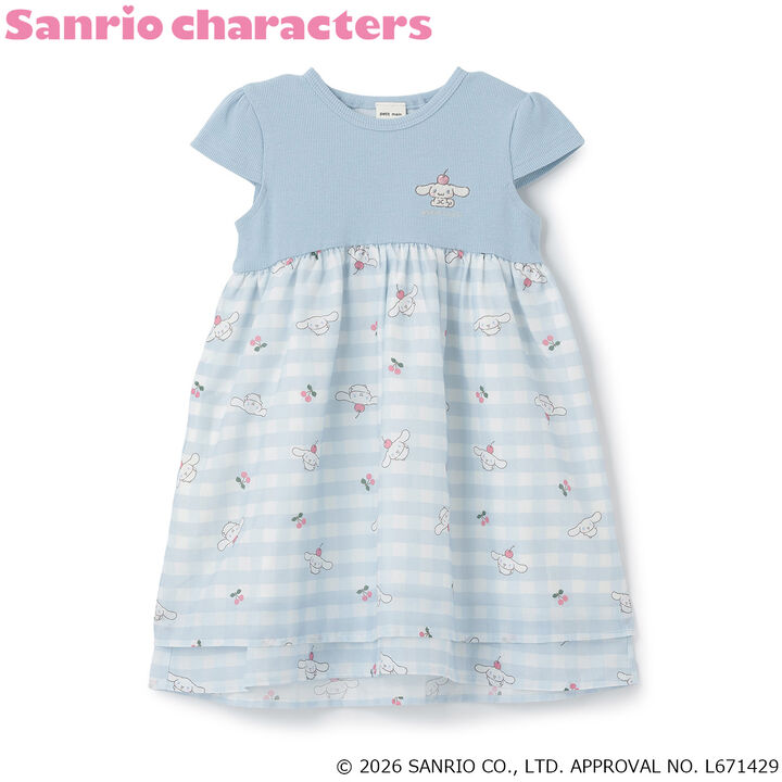 [Sanrio Characters/Cool Sensation] Short-Sleeve Fabric Combo One-Piece Dress,Red, medium image number 3