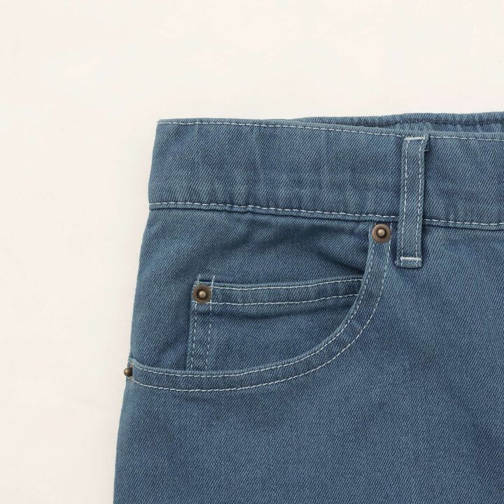 Wool Lined Stretch Denim Slim Pants,Light blue, medium image number 4