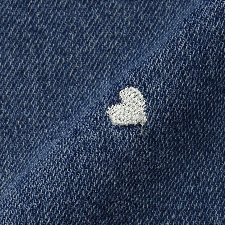 [Soft Denim] Heart Embroidered All-Over Pattern Barrel-Leg Pants for Girls [Kids],Blue, medium image number 19