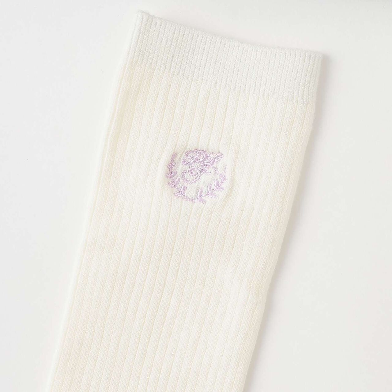 1-Point Embroidered Knee-High Socks,White, large image number 1