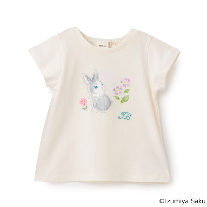 [Izumiya Saku] Animal Print T-Shirt,Pearl white, medium image number 0