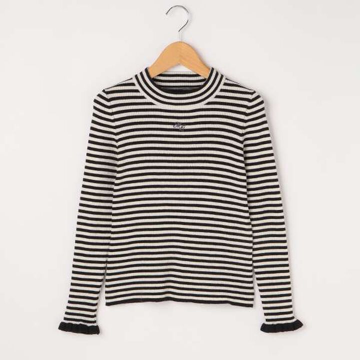 Stripe Pattern Rib Knitwear,, medium