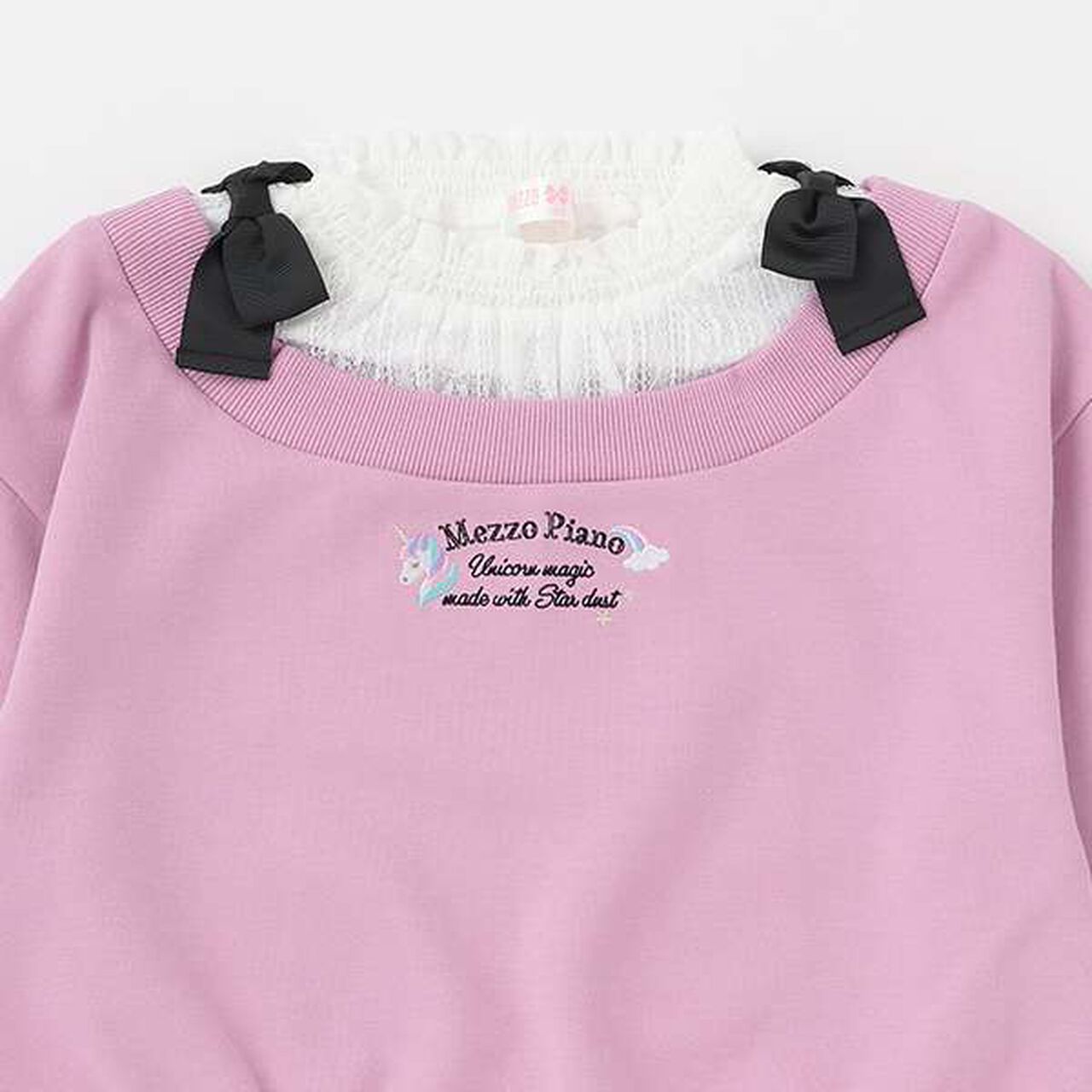 Shoulder Ribbon Layered Sweater,Lilac, large image number 2