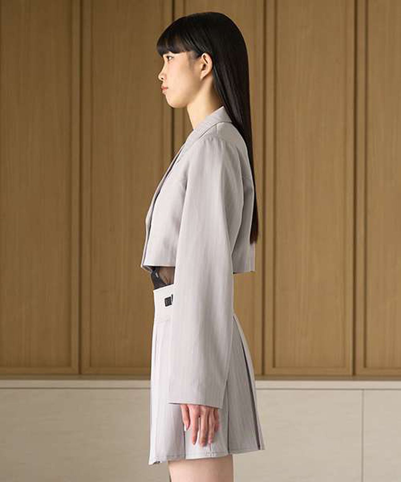 Short Tailored Jacket,Gray, large image number 8