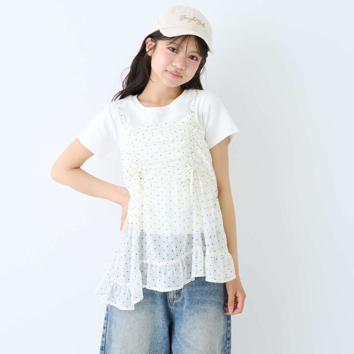 [LTXC/Antibacterial Deodorizing] Inner Lined Irregular Hem Camisole Tunic,Polka dots, medium image number 3