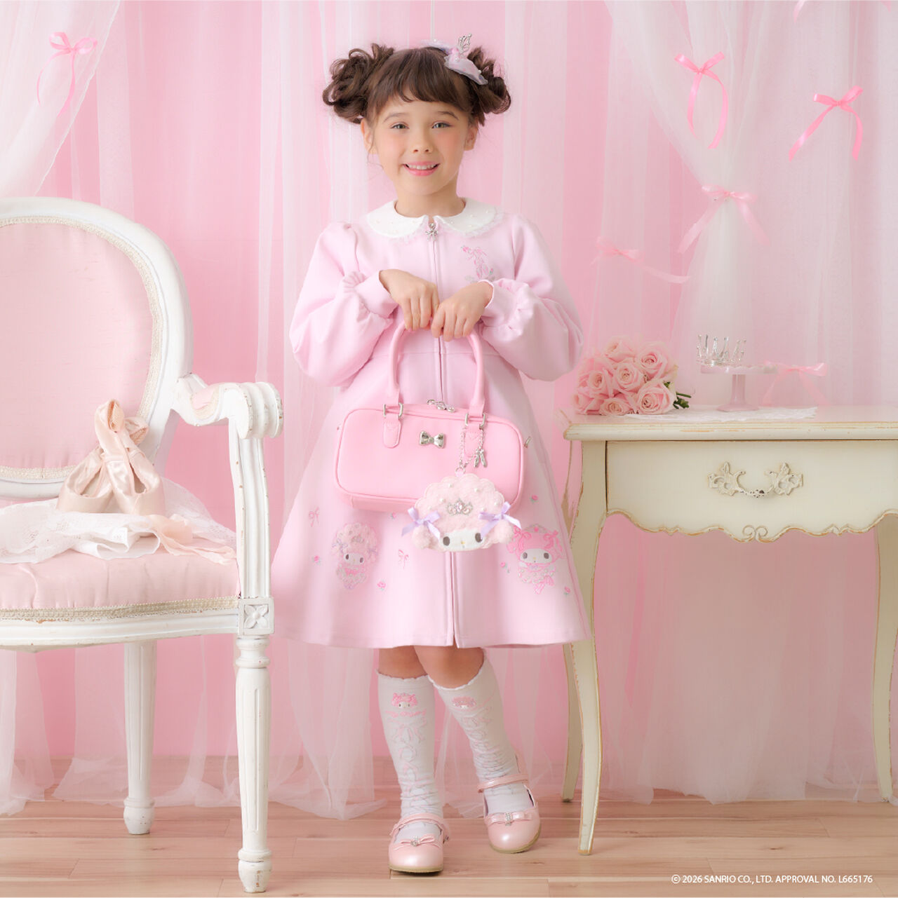 My Melody / My Sweet Piano Front Zip One-Piece Dress,Pink, large image number 20