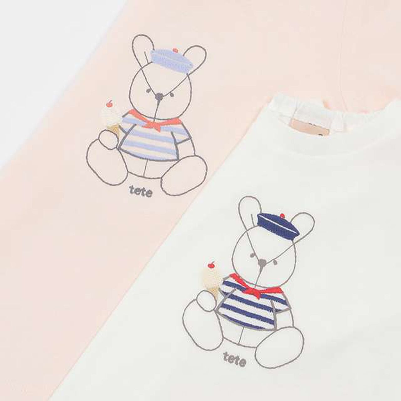 [Link] Quick-Dry Embroidery Half T-Shirt (Kids),Cream, large image number 4