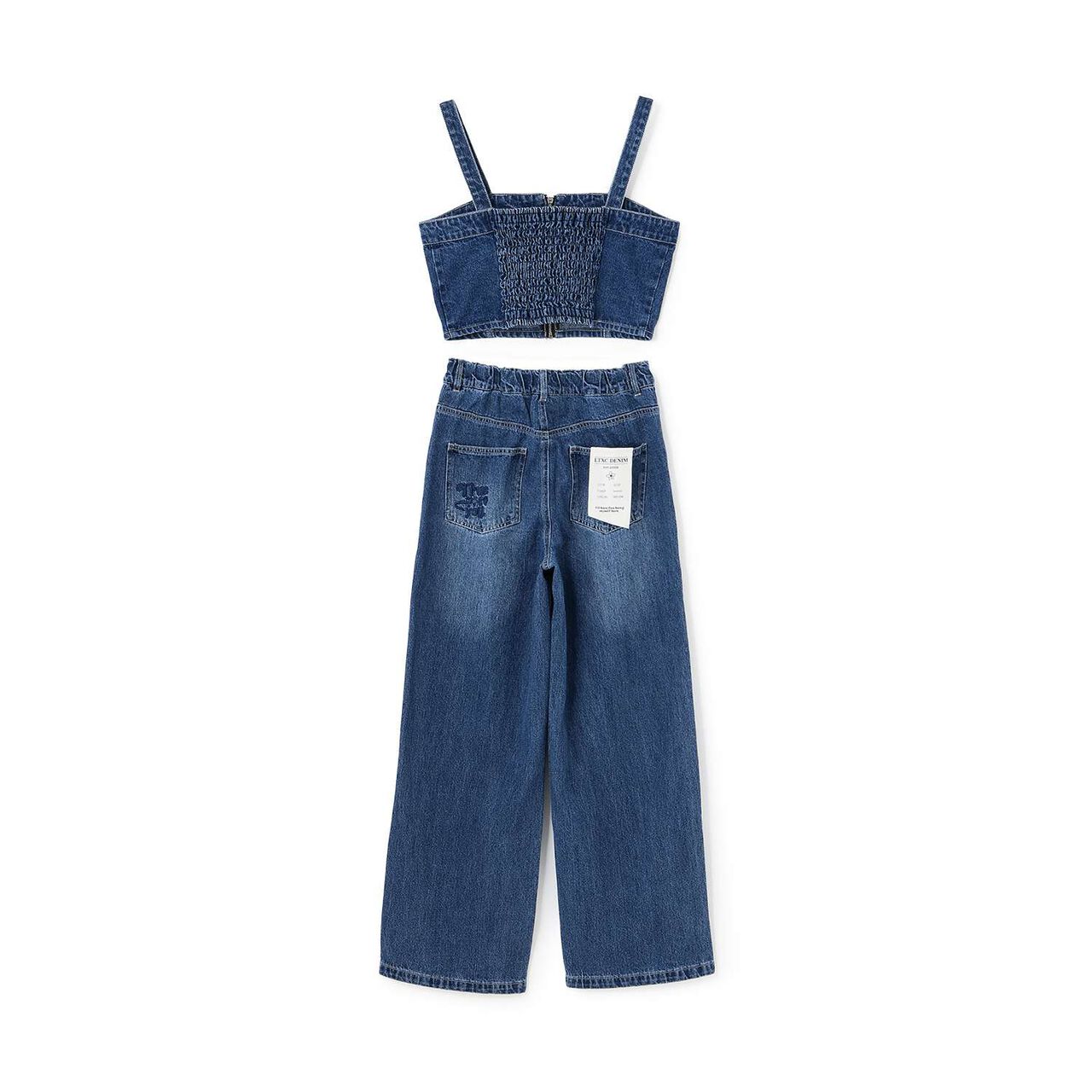 [LTXC] Denim Bustier & Wide Pants Outfit Set,Blue, large image number 11