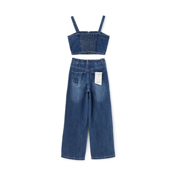 [LTXC] Denim Bustier & Wide Pants Outfit Set,Blue, medium image number 11