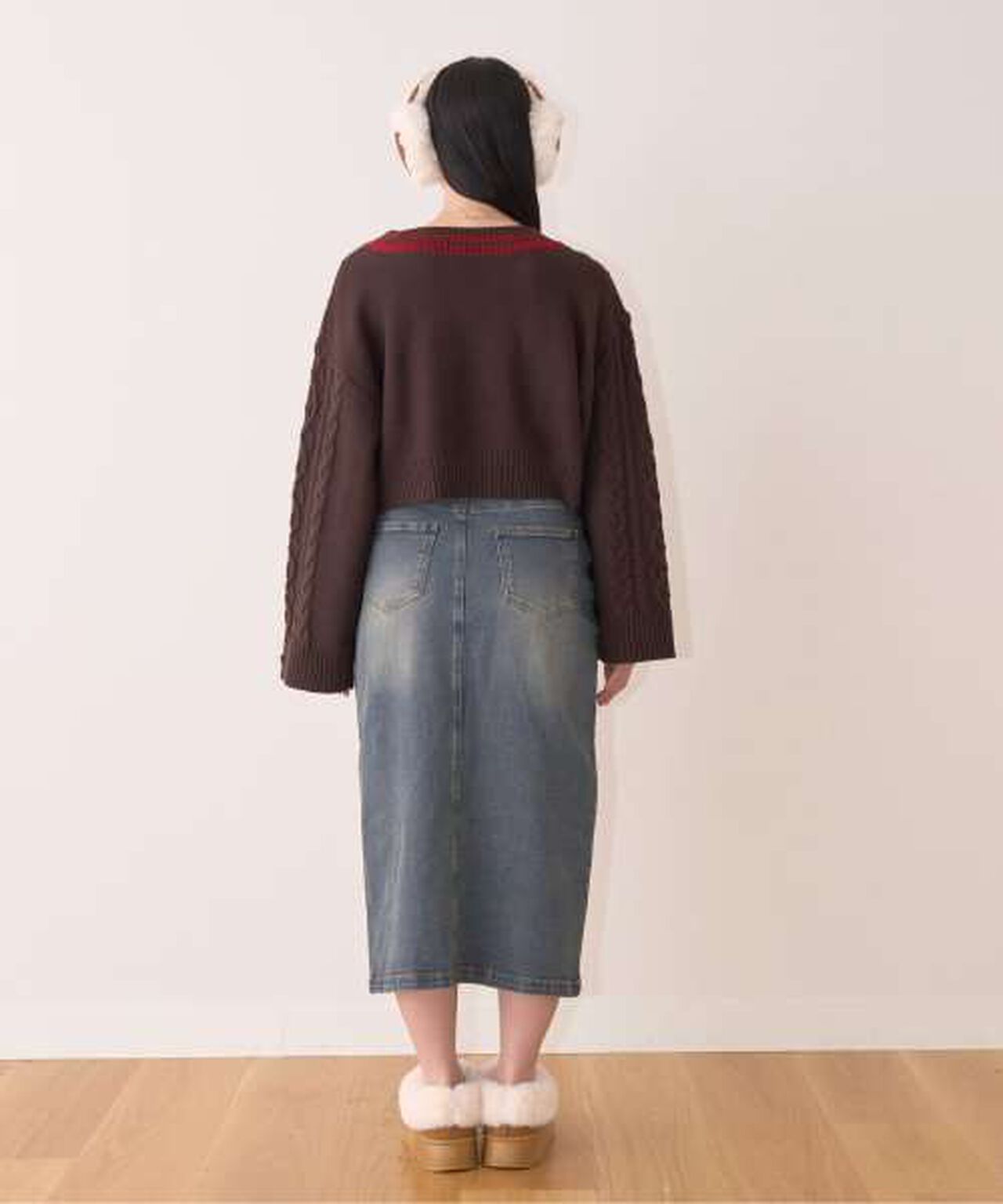 Denim Long Skirt,Gray, large image number 10