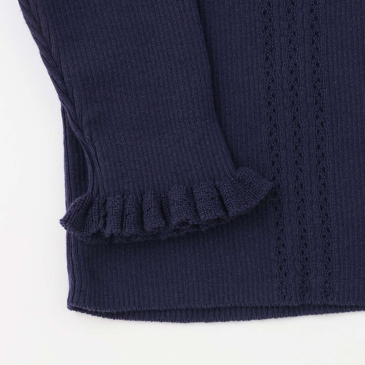 Petite High-Neck Frill Sweater [Made in Japan],Charcoal gray, large image number 5