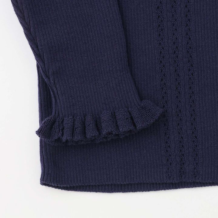 Petite High-Neck Frill Sweater [Made in Japan],Charcoal gray, medium image number 5
