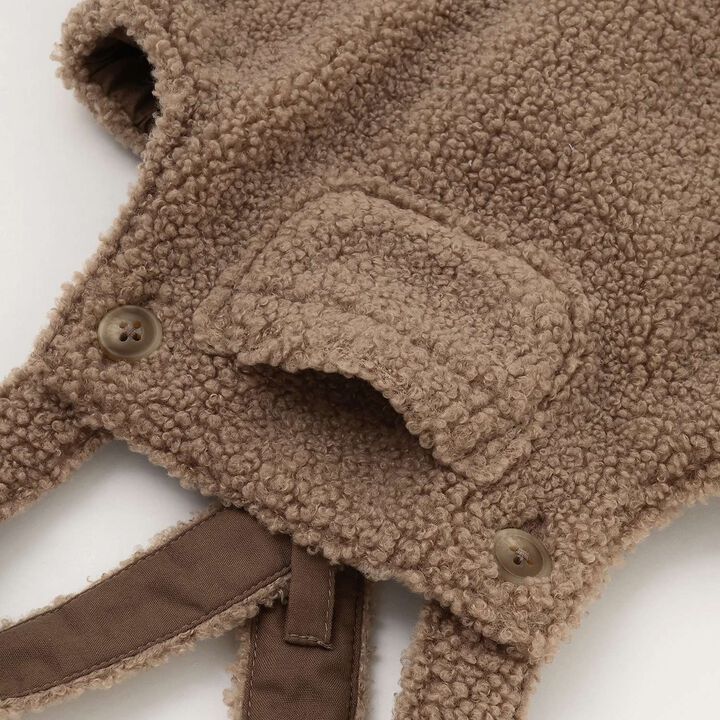 [D Bruna] Collared Romper + Boa Fabric Salopette Set,Off white, medium image number 15