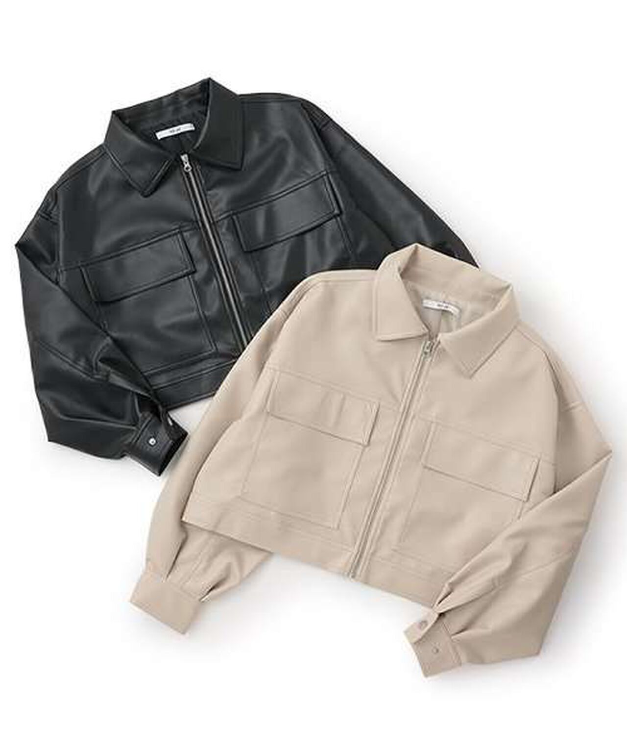 Compact Leather Jacket,Ivory, large image number 5