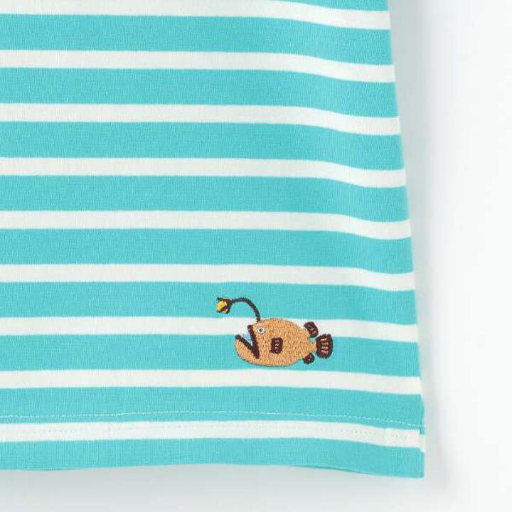 Deep Sea Embroidery Stripe Short Sleeve T-Shirt,Royal blue, medium image number 9