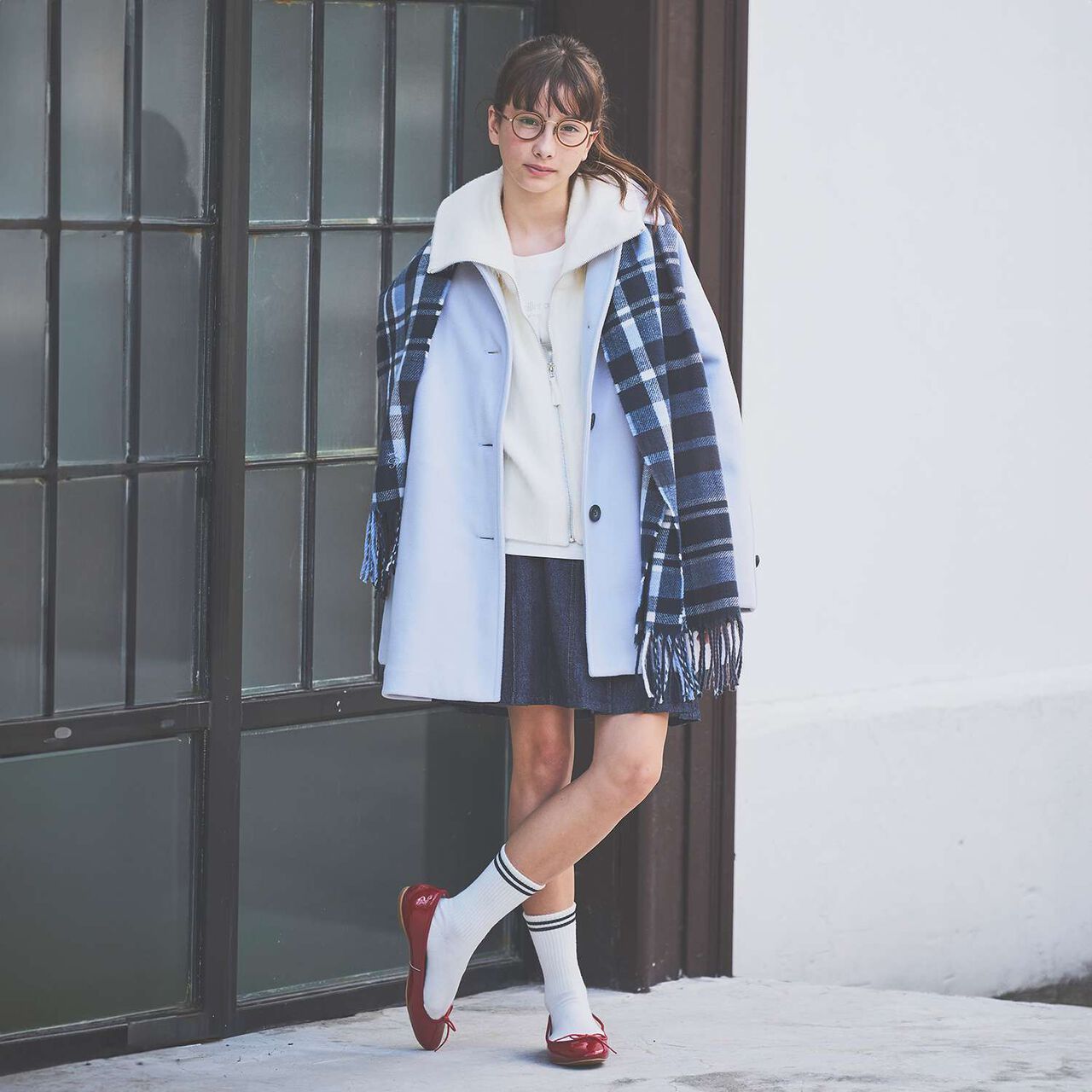 ZIP Knit Vest × Long Sleeve T-Shirt Set[Available in 130cm],Emerald green, large image number 21