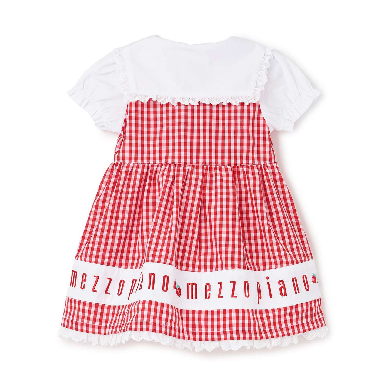 Gingham Check One-Piece Dress with Hem Logo Embroidery,Sax blue, large image number 1