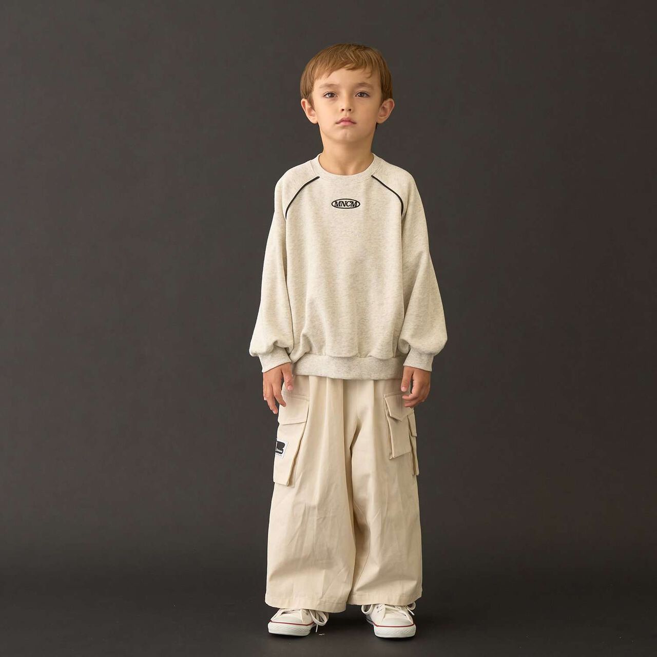 [MNCM] [Goodbye Pills Brushed Fleece] Raglan Piping Big Sweatshirt,Gray, large image number 15