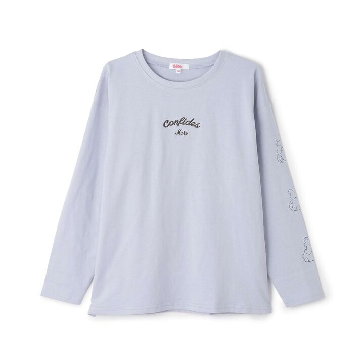 [100% Cotton] Bear Sleeve Long Sleeve T-Shirt,Charcoal gray, medium image number 20