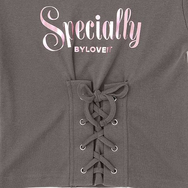 [Featured in Q-Gal] Front Lace-up T-shirt,Off white, medium image number 3