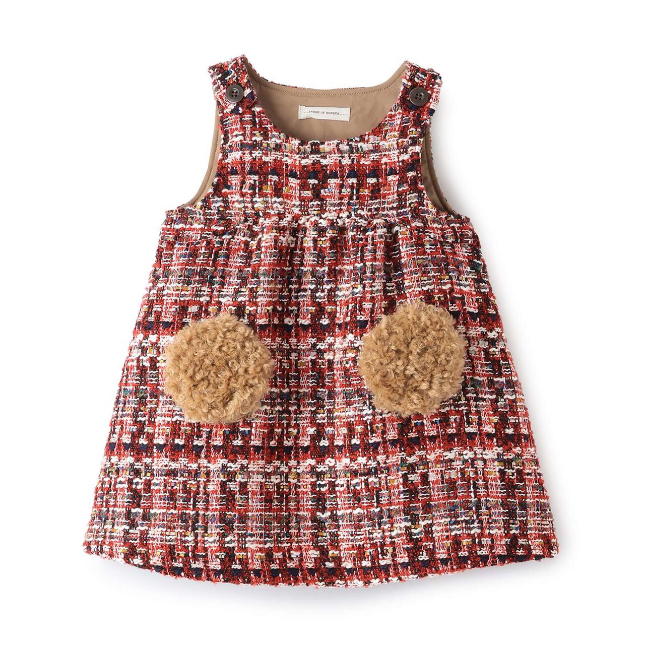 Roving Check Jumper Skirt,Red, large image number 0