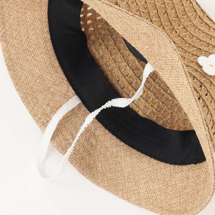 Link Flower-Embellished Straw Hat,Ivory, medium image number 5