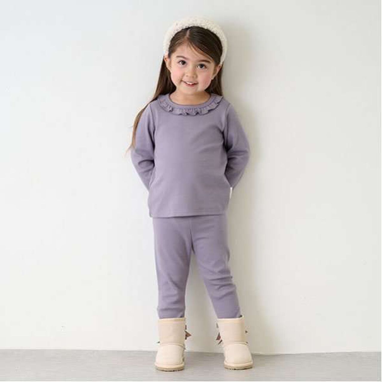 Fluffy Warmth Frill Long Sleeve T-Shirt,Gray, large image number 8