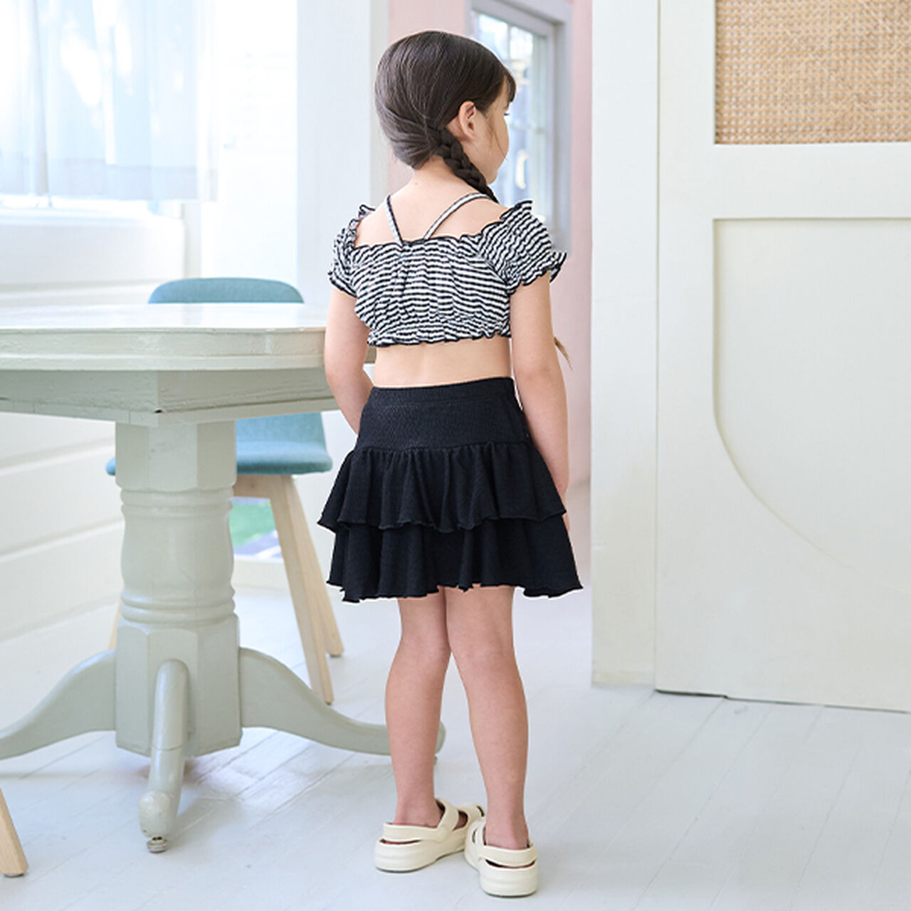 [SWIM] [UV Processing] Gingham Check Gathered Two-Piece Set,Black, large image number 16