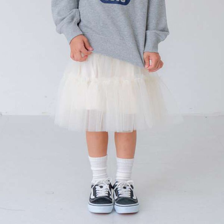 Tulle Tiered Skirt,Ivory, medium image number 0