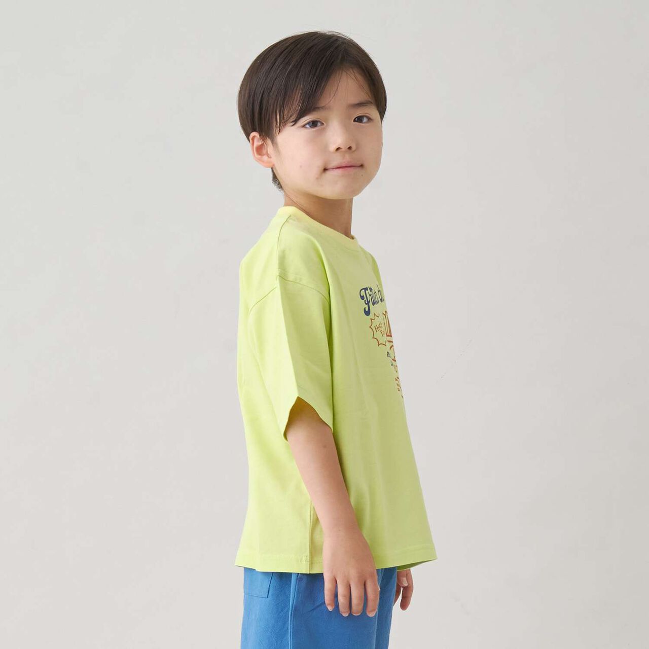 [綿100%] 多彩混款圖案T恤,萊姆綠, large image number 5