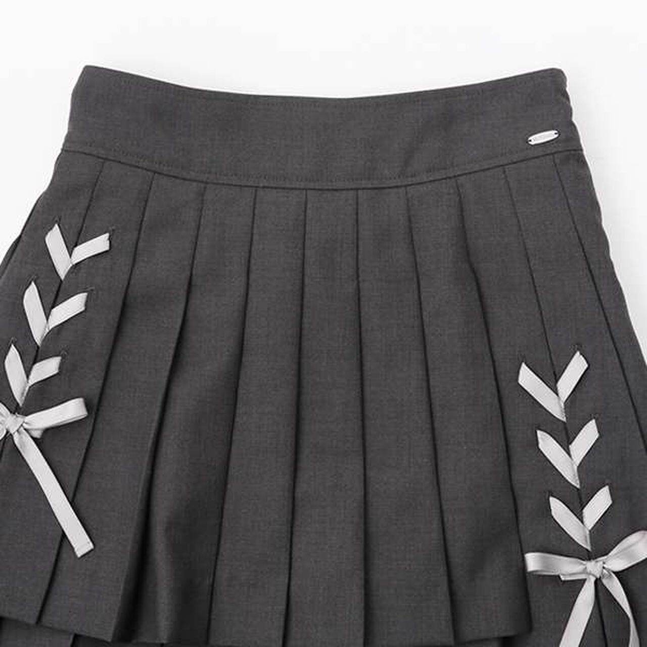 Lace-Up Ribbon Double Layer Pleated Skirt-Pants,Gray, large image number 5